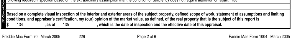 Legacy Form 1004 excerpt linked by the official G-1 cross-reference