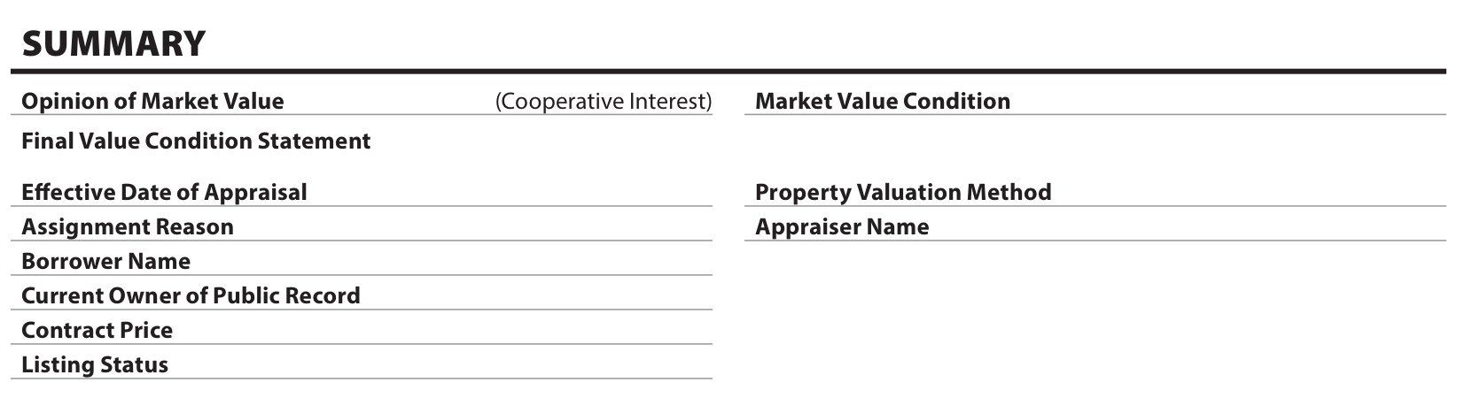 Read the value with its conditions. Official UAD 3.6 report layout, report page 1.